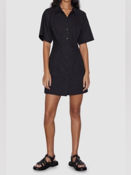Frame Denim Dresses & Skirts - FRAME Black Seam Detail Cotton Poplin Shirt Dress